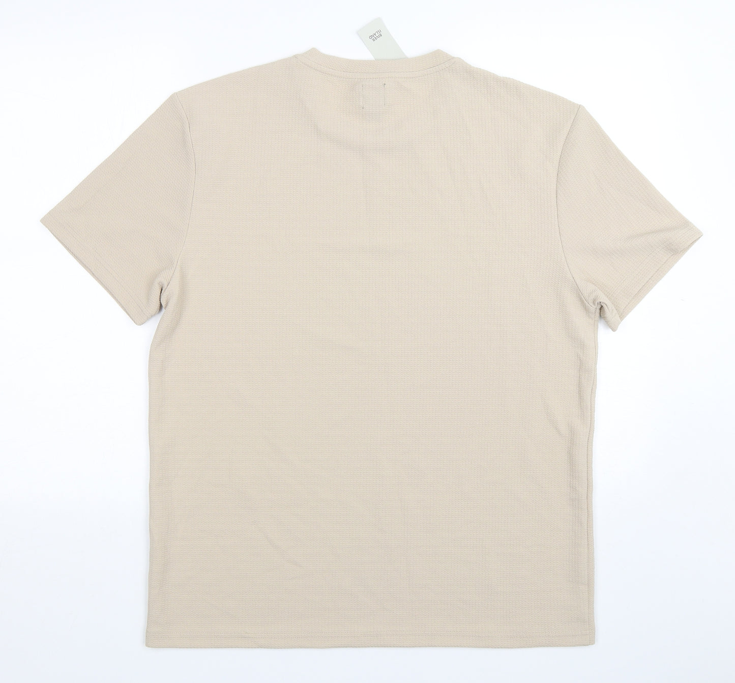 River Island  Mens Beige  Polyester  T-Shirt Size L Round Neck