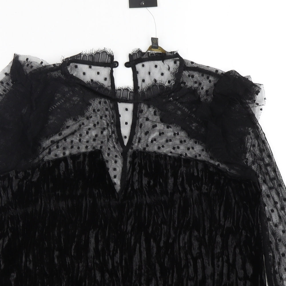 NEXT Womens Black  Polyester Basic Blouse Size 10 Round Neck