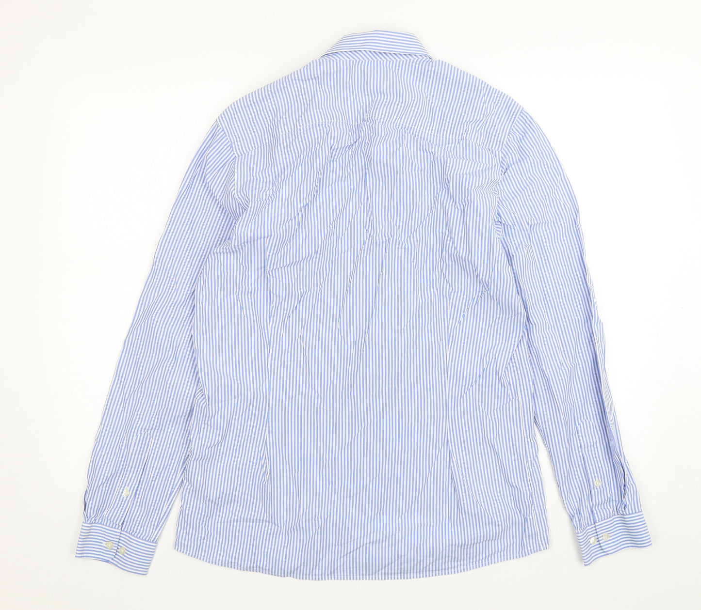 NEXT Mens Blue Striped Cotton  Dress Shirt Size M Collared Button