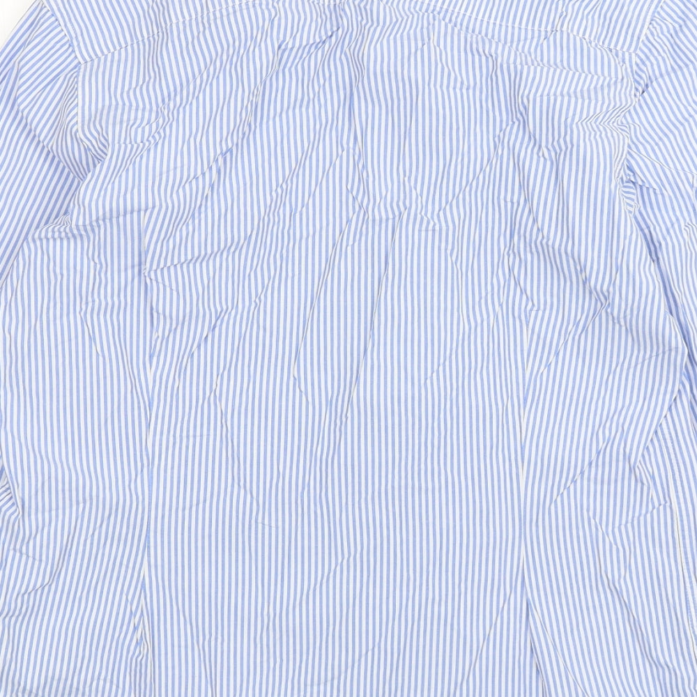 NEXT Mens Blue Striped Cotton  Dress Shirt Size M Collared Button
