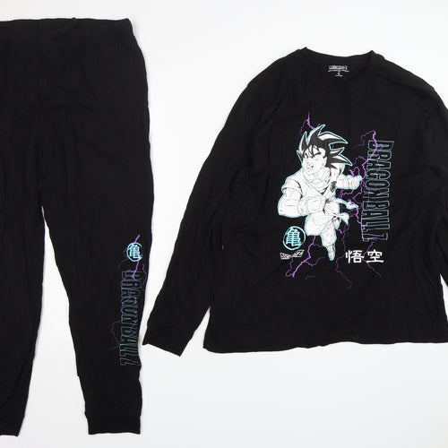 Primark Mens Black Solid Cotton  Pyjama Set Size XL  Pullover - Dragon Ball Z