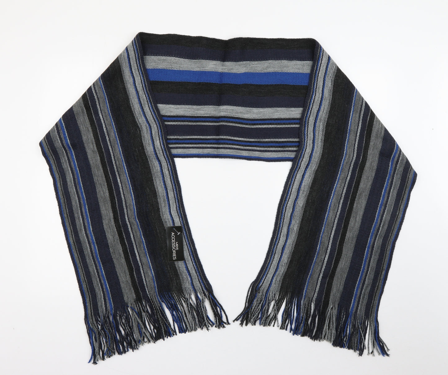 Matalan Mens Blue Striped Acrylic Scarf  One Size