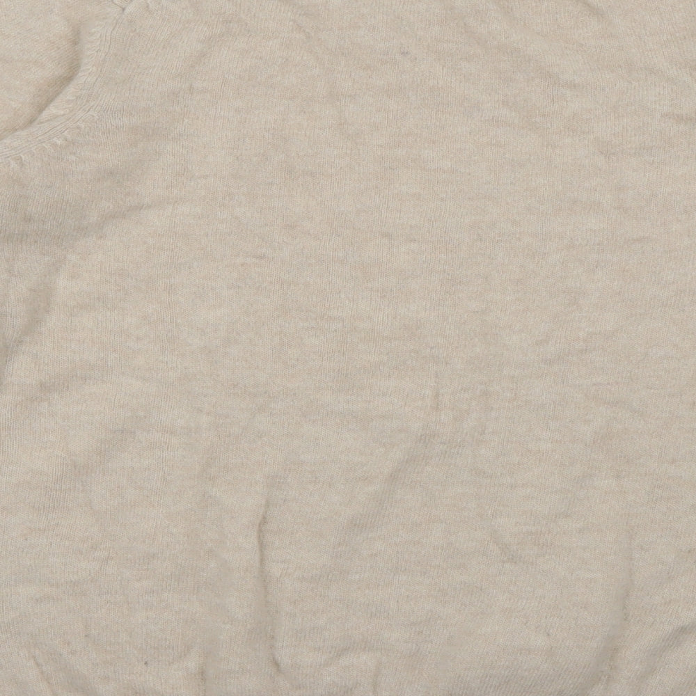 Isle Womens Beige Crew Neck  Wool Pullover Jumper Size S   - Merino Wool