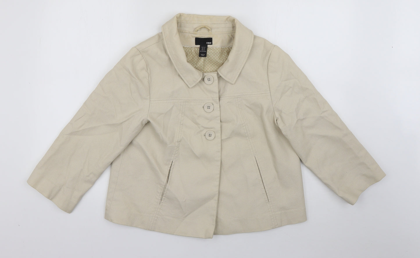 H&M Womens Beige   Jacket  Size 12  Button