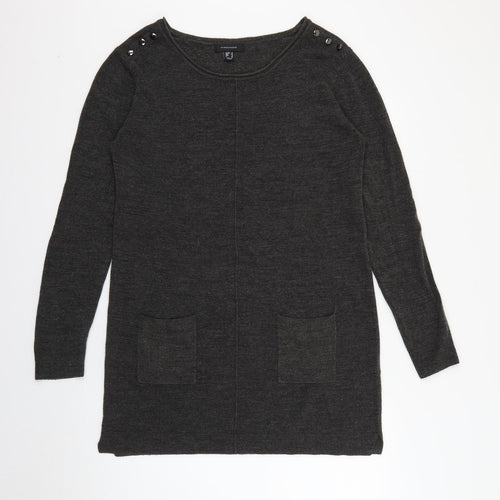 Primark Womens Grey Round Neck  Acrylic Pullover Jumper Size 14