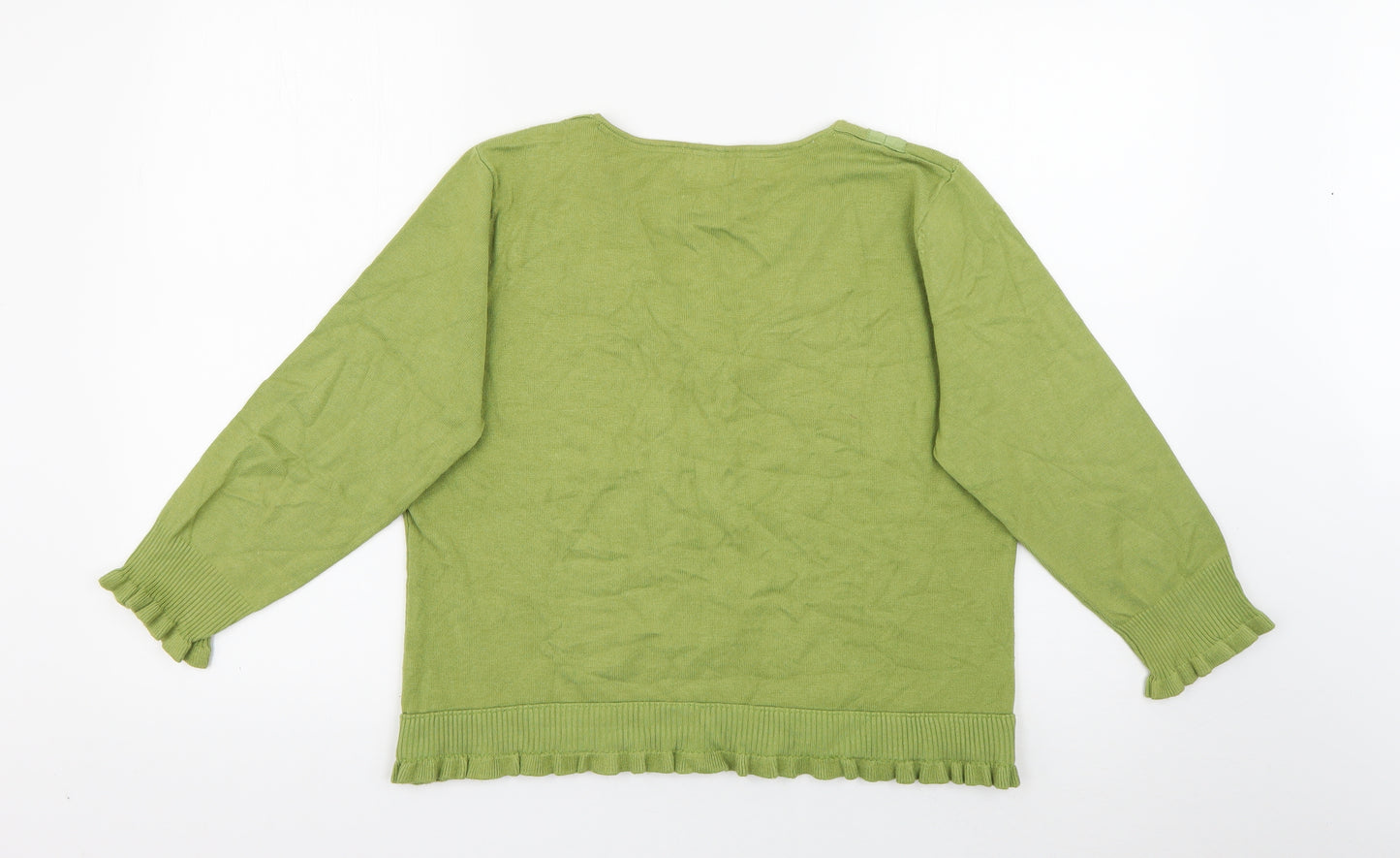Per Una Womens Green V-Neck  Acrylic Pullover Jumper Size 16