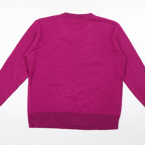 Monique Womens Pink Crew Neck  Acrylic Pullover Jumper Size L