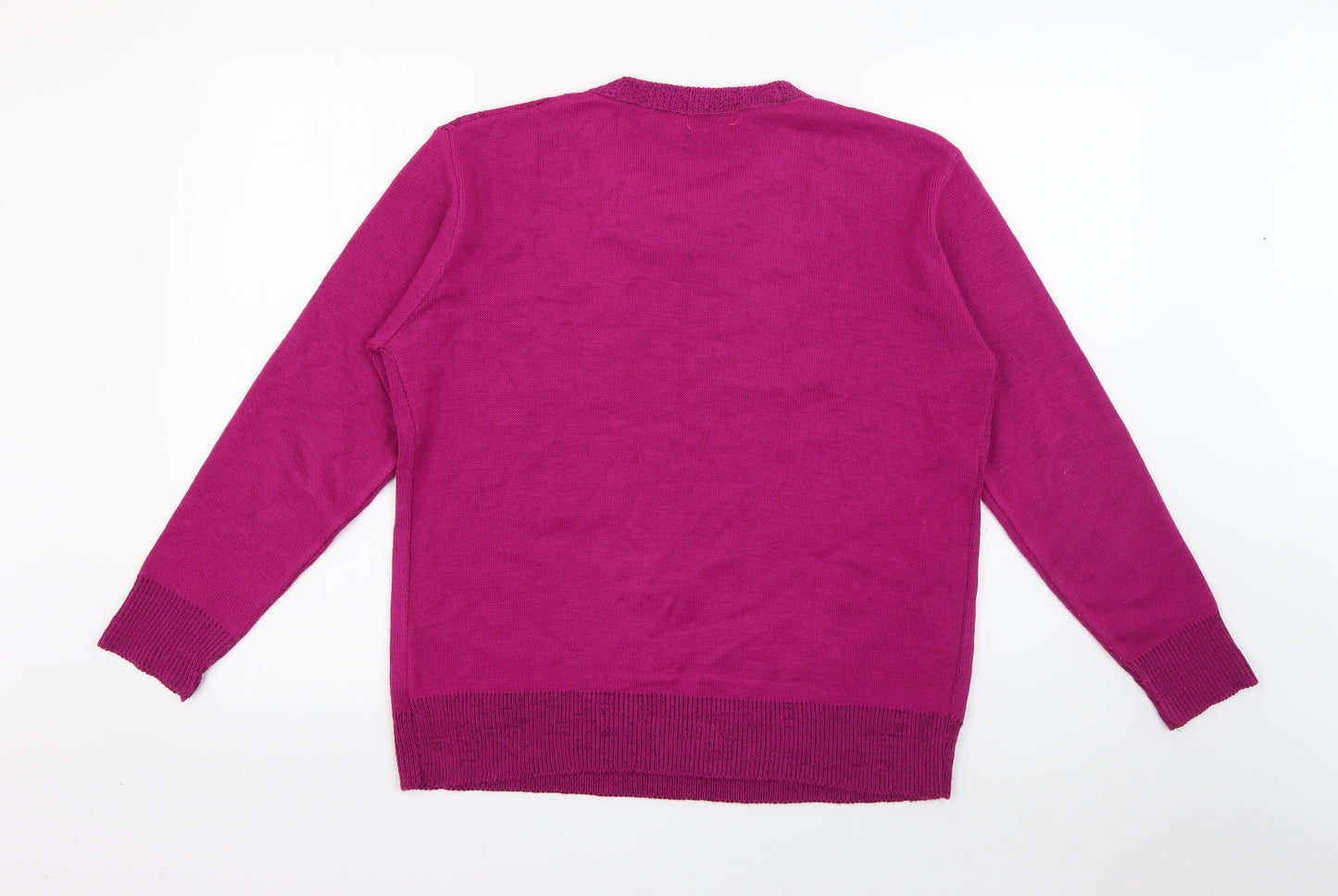 Monique Womens Pink Crew Neck  Acrylic Pullover Jumper Size L
