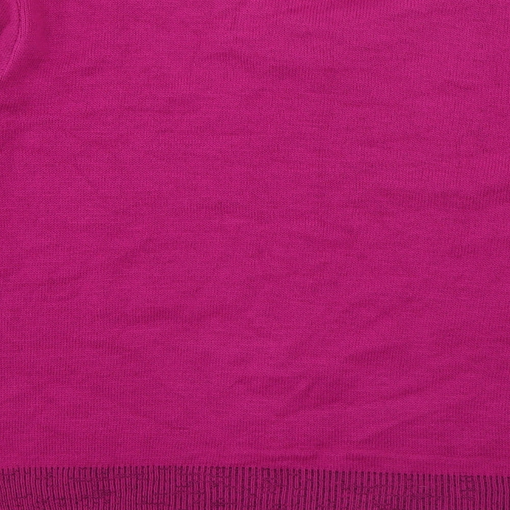 Monique Womens Pink Crew Neck  Acrylic Pullover Jumper Size L