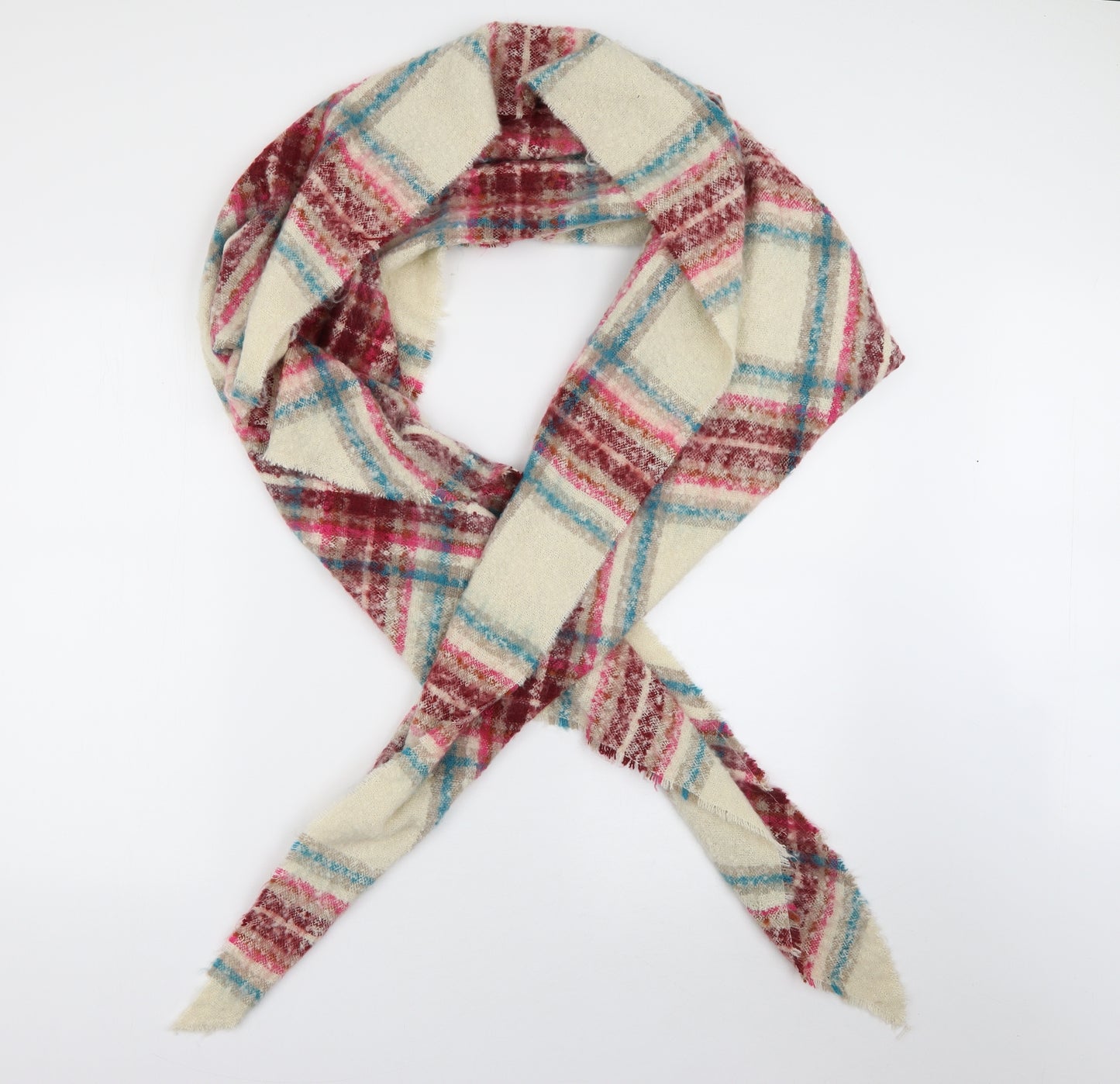Abercrombie & Fitch Womens Ivory Plaid Polyester  Scarf