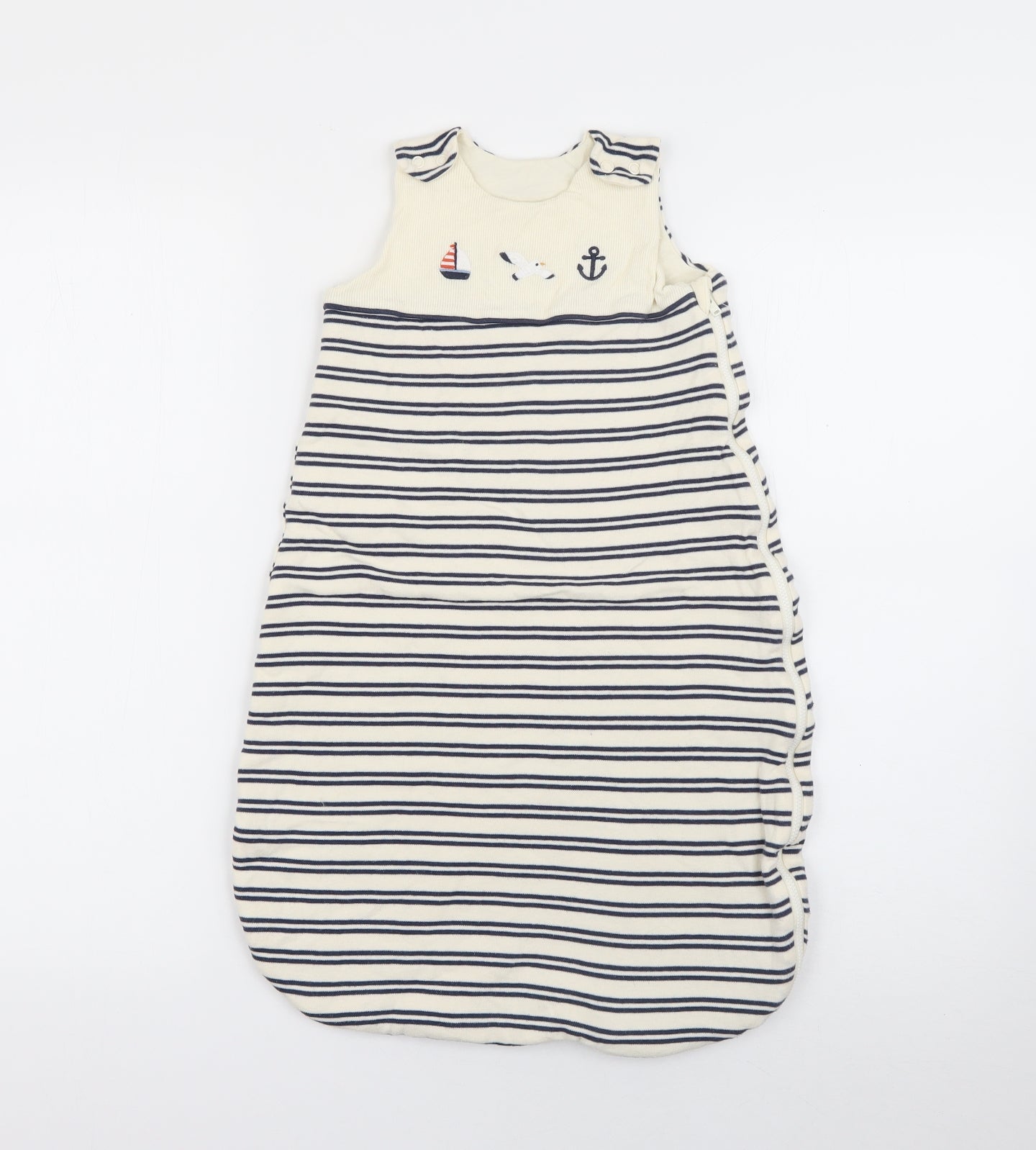 TU Baby White Striped Cotton Coverall Outfit/Set Size 6-9 Months