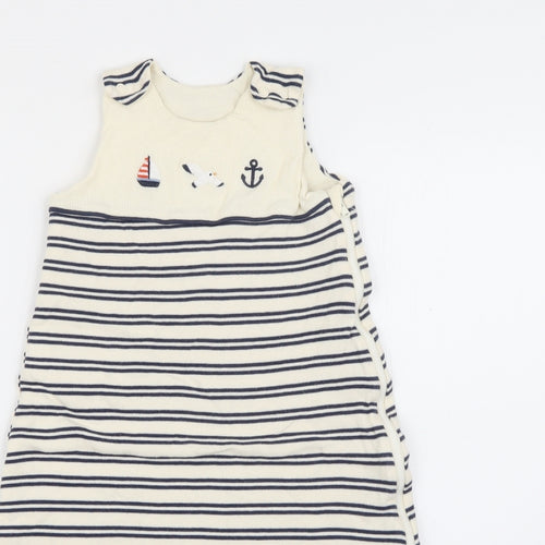 TU Baby White Striped Cotton Coverall Outfit/Set Size 6-9 Months