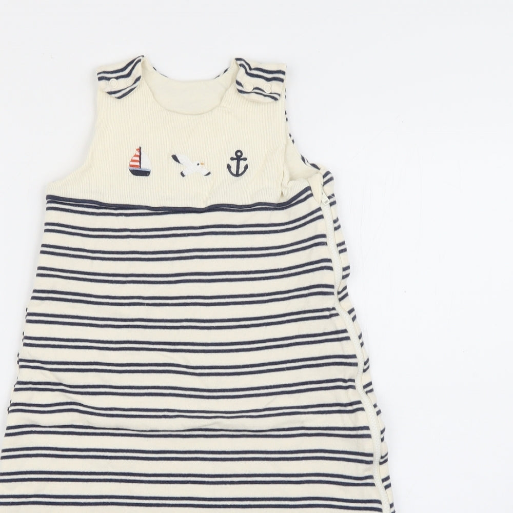TU Baby White Striped Cotton Coverall Outfit/Set Size 6-9 Months