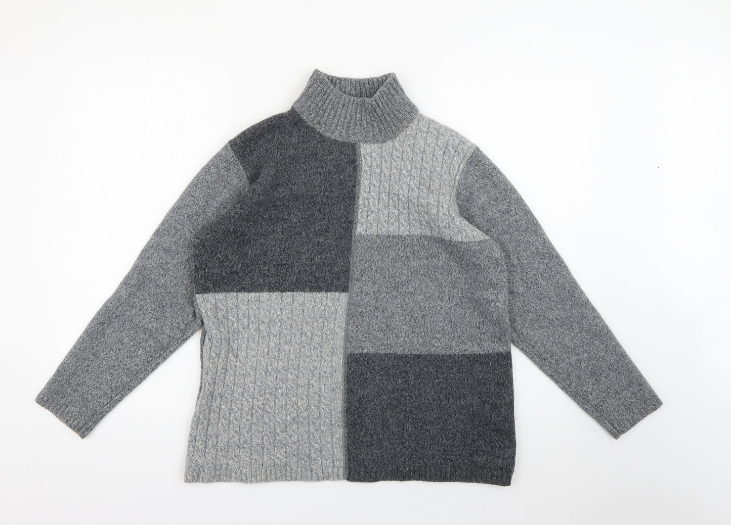 Berkertex Womens Grey High Neck  Wool Pullover Jumper Size 14
