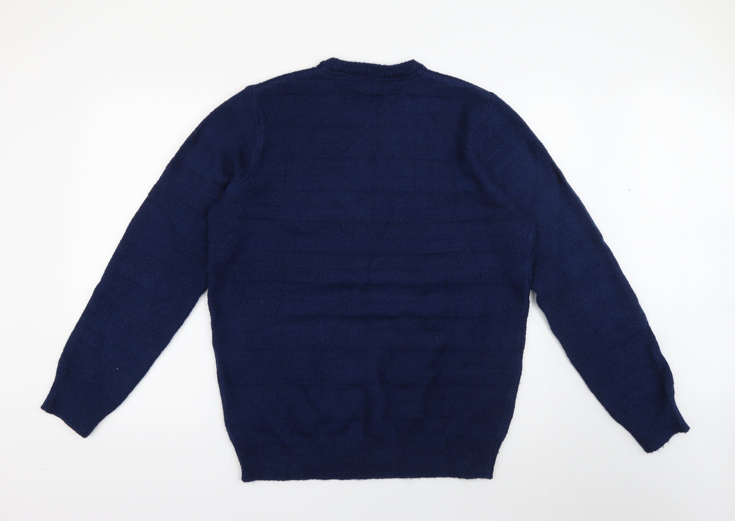 Marks and Spencer Womens Blue Crew Neck  Acrylic Pullover Jumper Size L