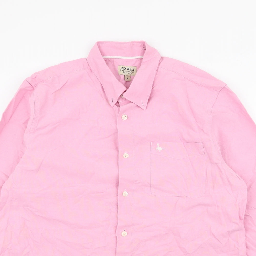 Jack Wills Mens Pink  Cotton  Button-Up Size M Collared Button