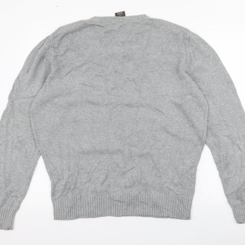 Timberland Mens Grey Round Neck  Cotton Pullover Jumper Size L