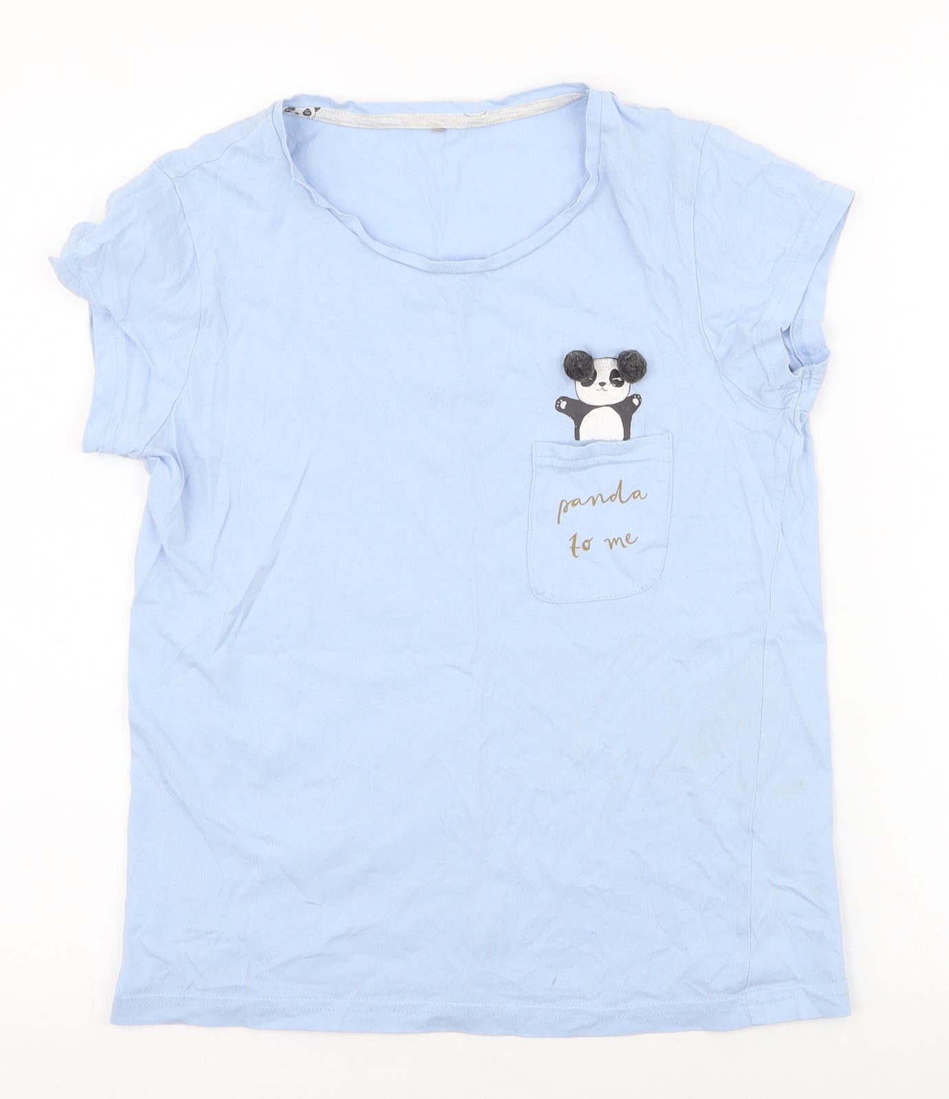 George Womens Blue  100% Cotton Top Pyjama Top Size 8   - panda