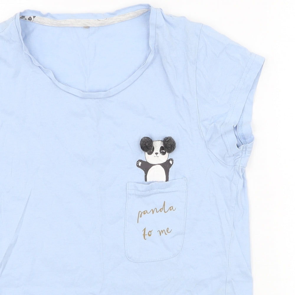 George Womens Blue  100% Cotton Top Pyjama Top Size 8   - panda