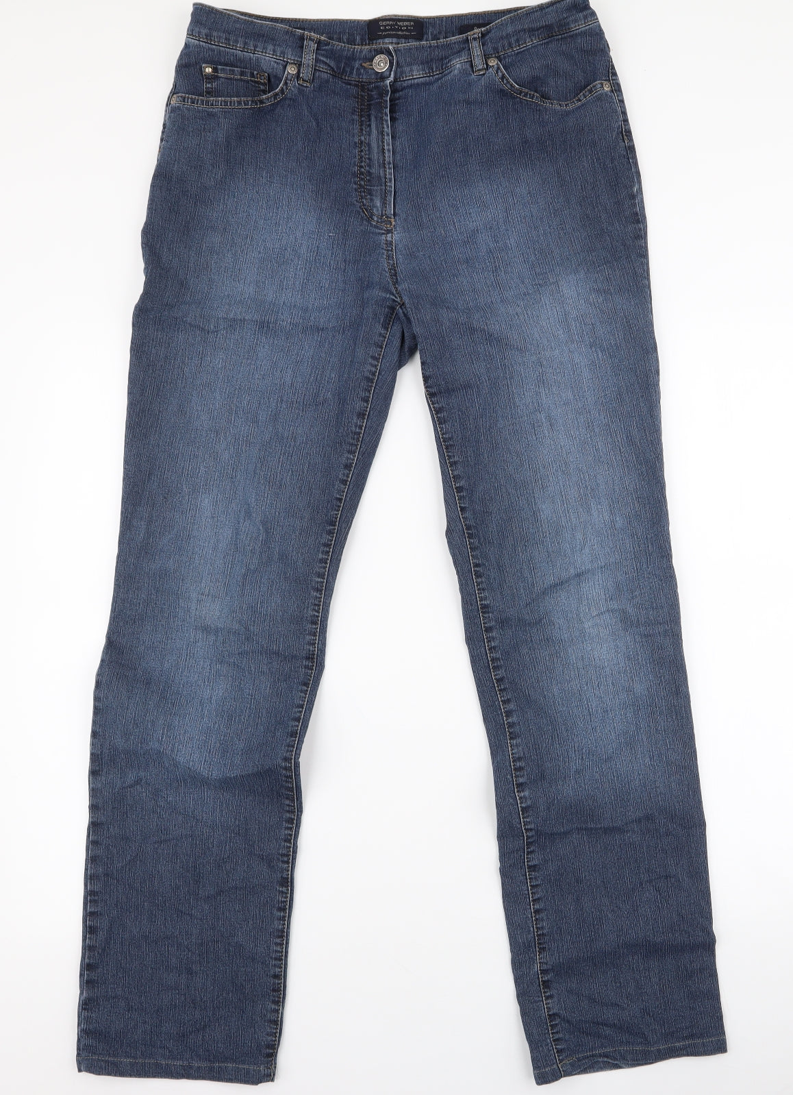 Gerry Weber Womens Blue  Polyester Straight Jeans Size 12 L30 in Regular Zip