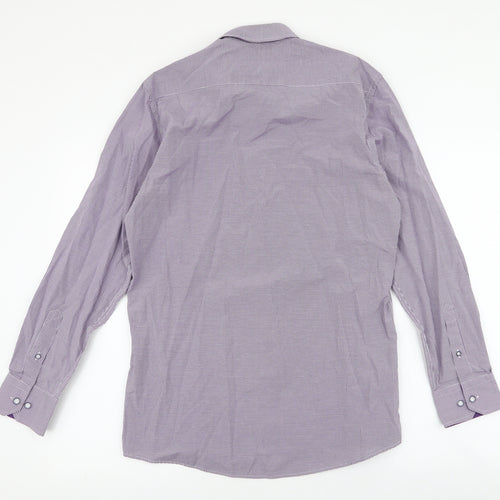 Daniel Rosso Mens Purple Plaid Cotton  Button-Up Size M Collared Button
