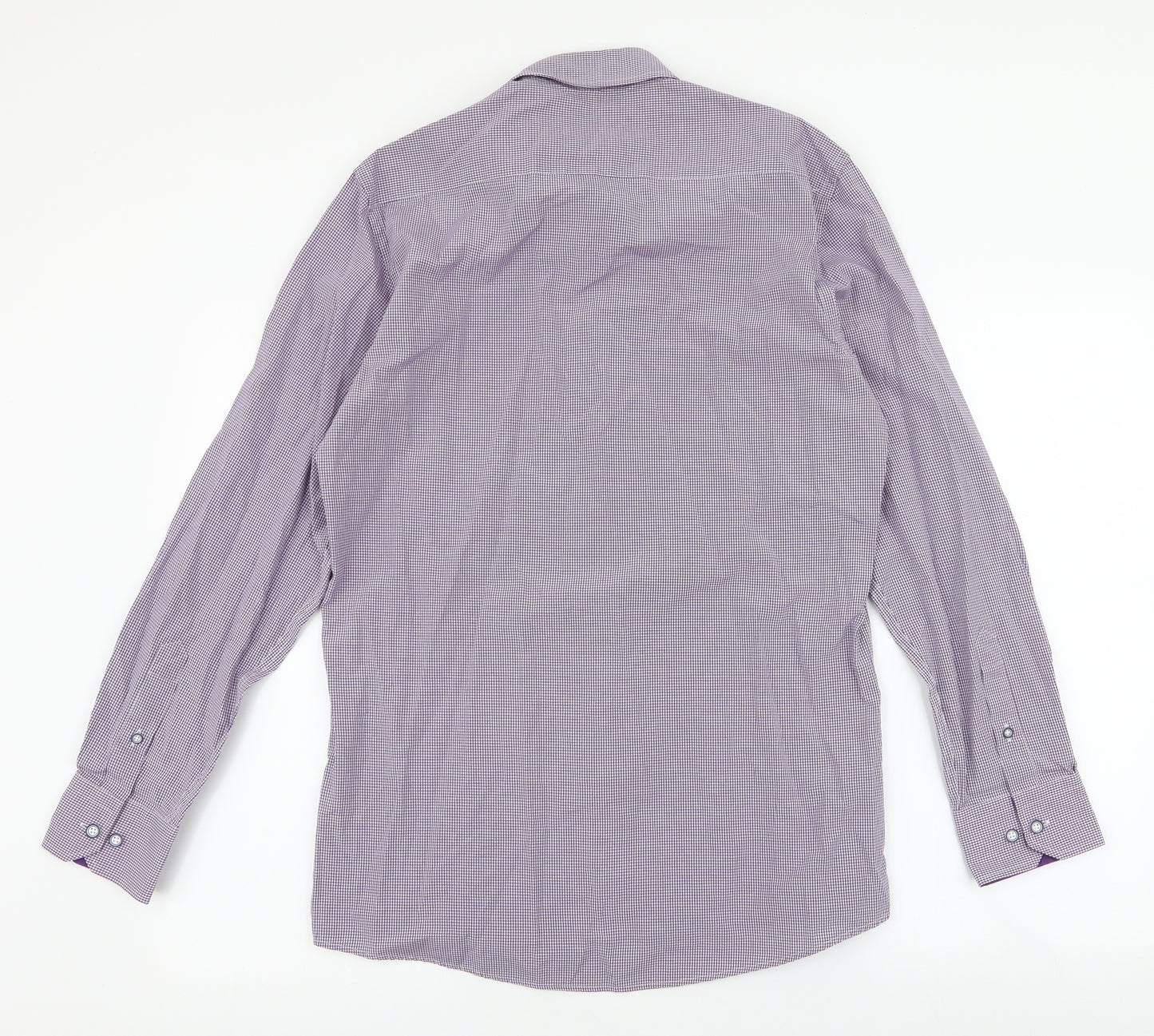 Daniel Rosso Mens Purple Plaid Cotton  Button-Up Size M Collared Button