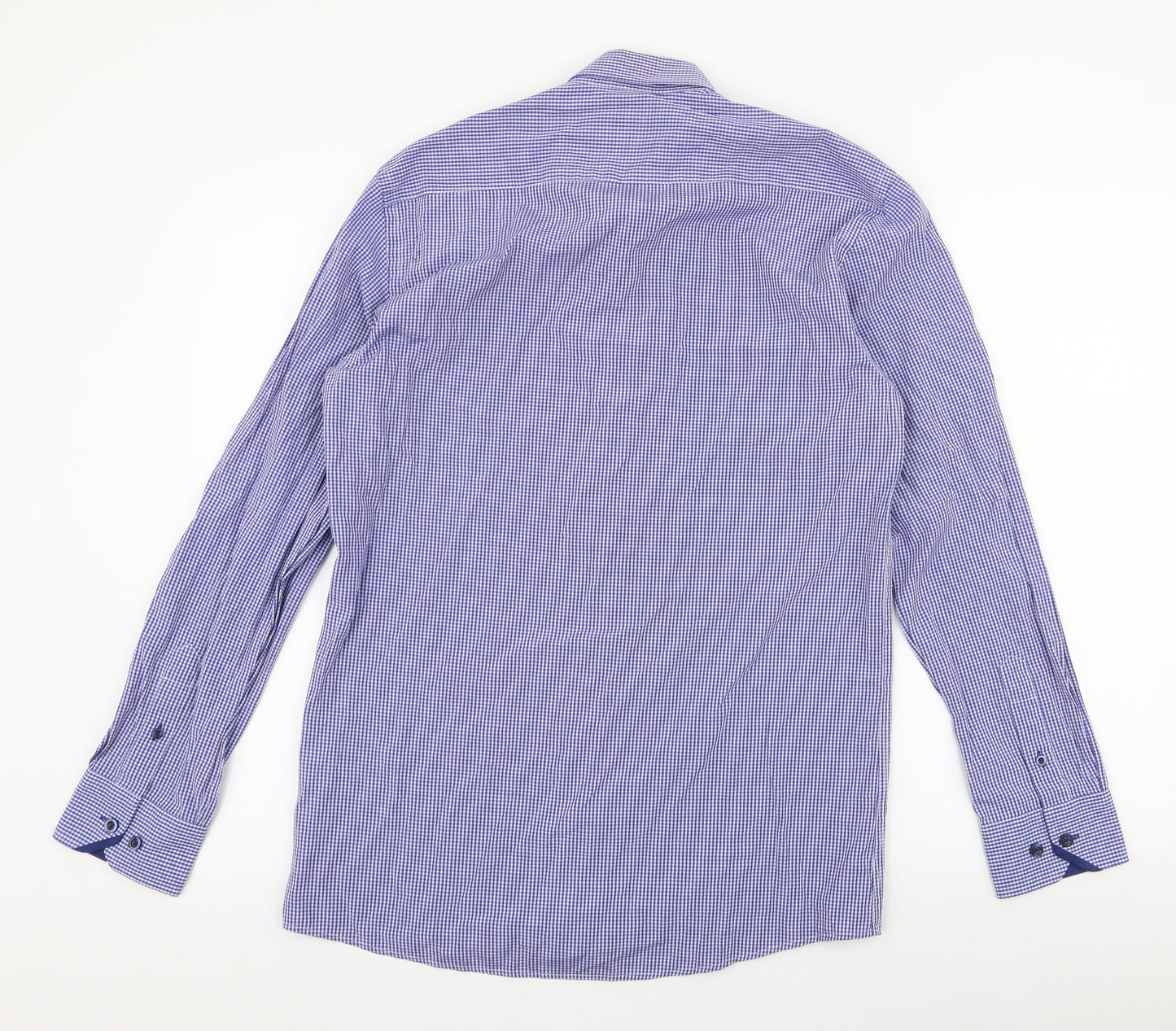 Daniel Rosso Mens Blue Plaid Cotton  Button-Up Size M Collared Button