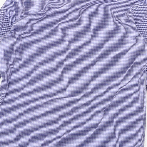 Daniel Rosso Mens Blue Plaid Cotton  Button-Up Size M Collared Button