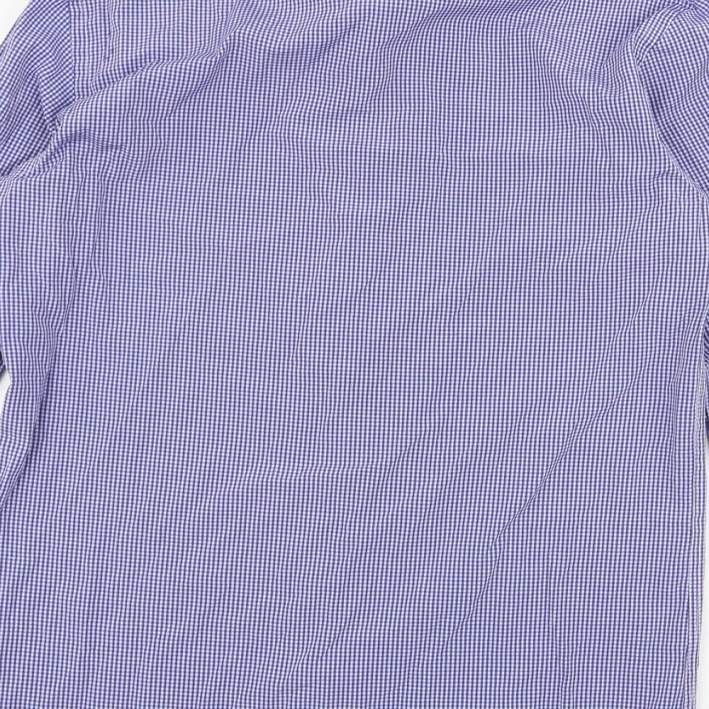 Daniel Rosso Mens Blue Plaid Cotton  Button-Up Size M Collared Button