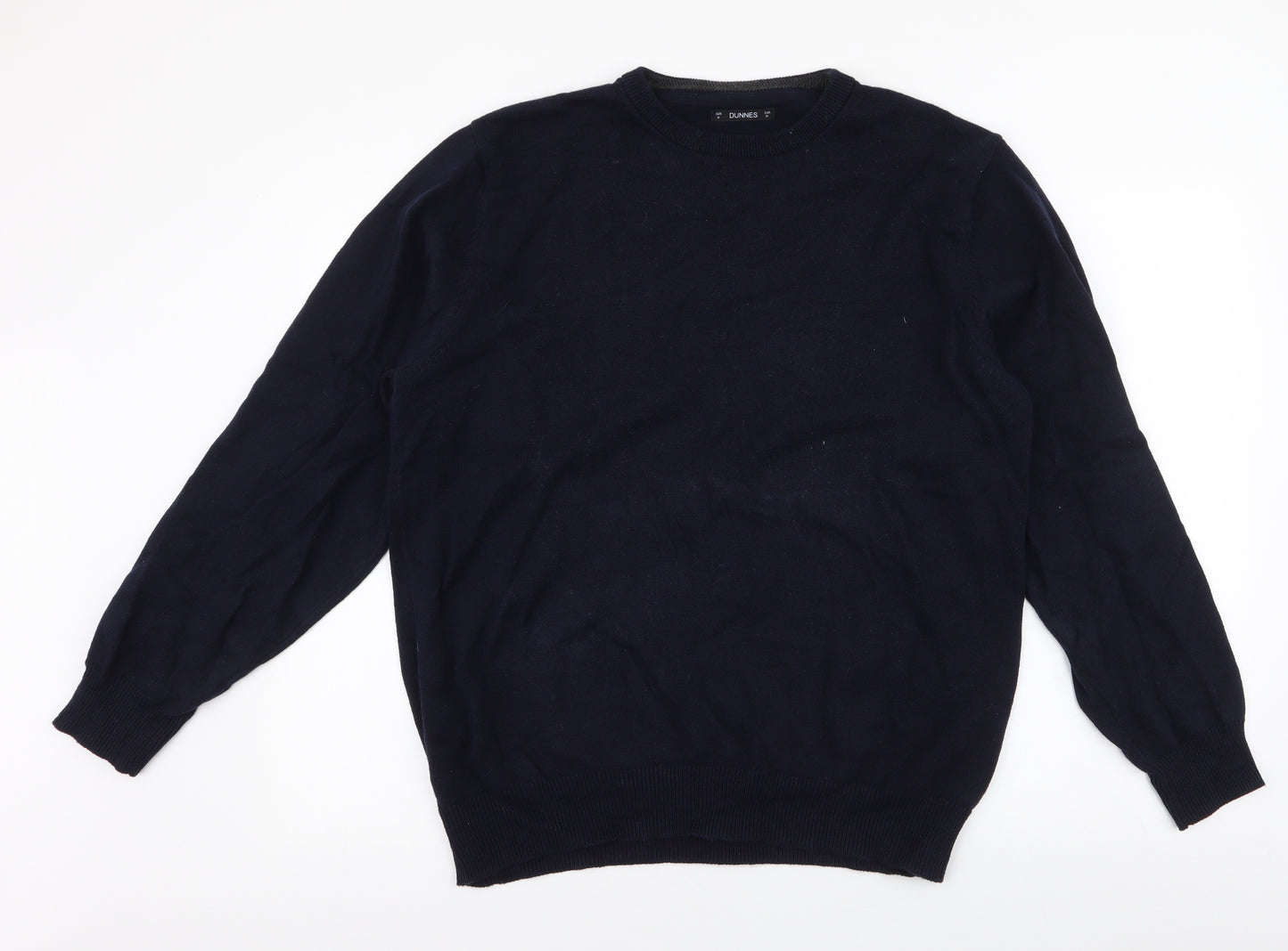 Dunnes Stores Mens Blue Round Neck  Cotton Pullover Jumper Size M