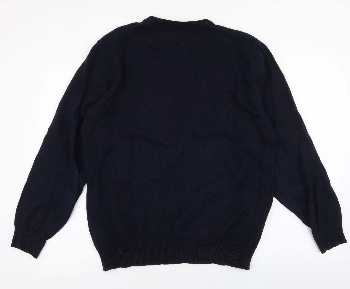Dunnes Stores Mens Blue Round Neck  Cotton Pullover Jumper Size M