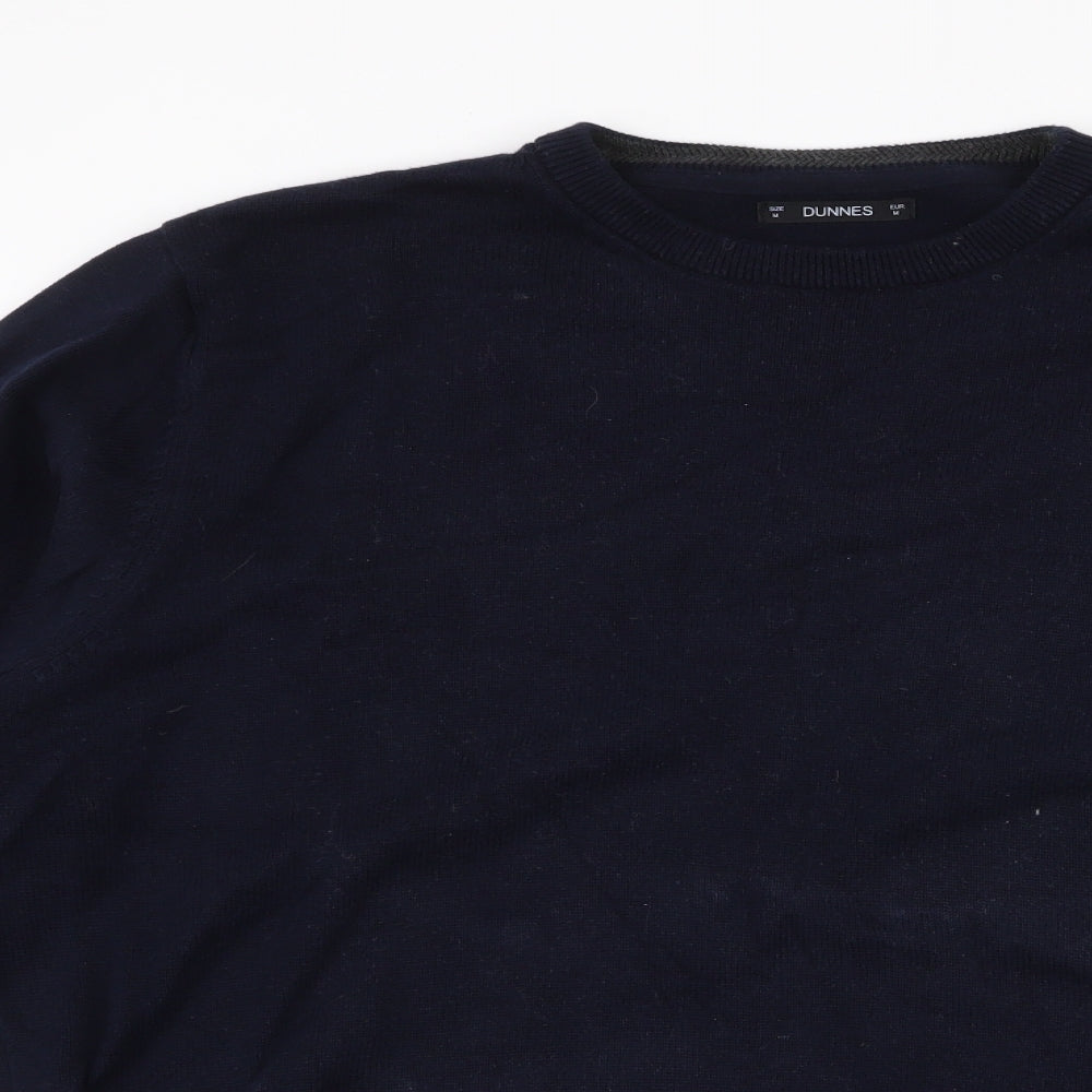 Dunnes Stores Mens Blue Round Neck  Cotton Pullover Jumper Size M