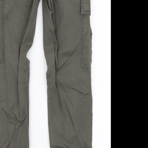 River Island Mens Green  Cotton Cargo Trousers Size 32 in L32 in Regular Zip