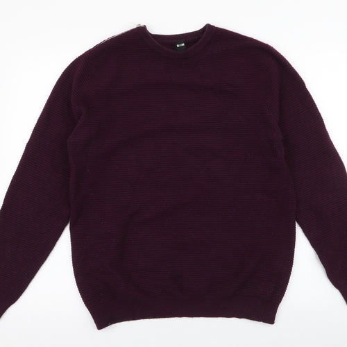 River Island Mens Purple Round Neck  Viscose Pullover Jumper Size M