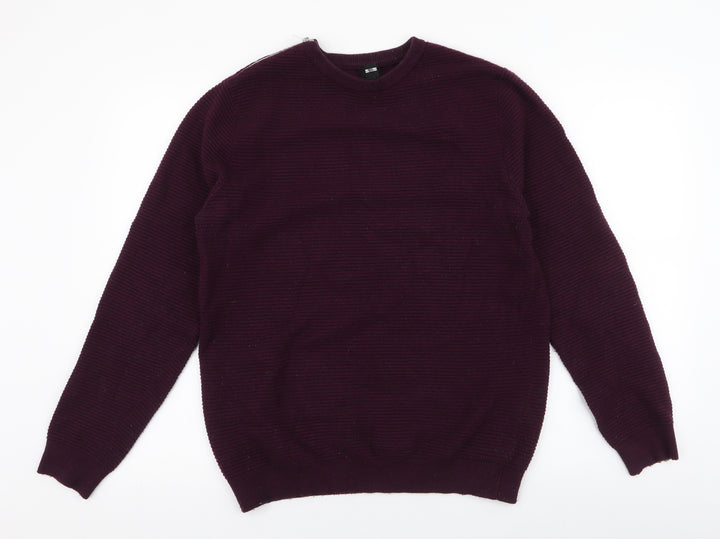 River Island Mens Purple Round Neck Viscose Pullover Jumper Size M