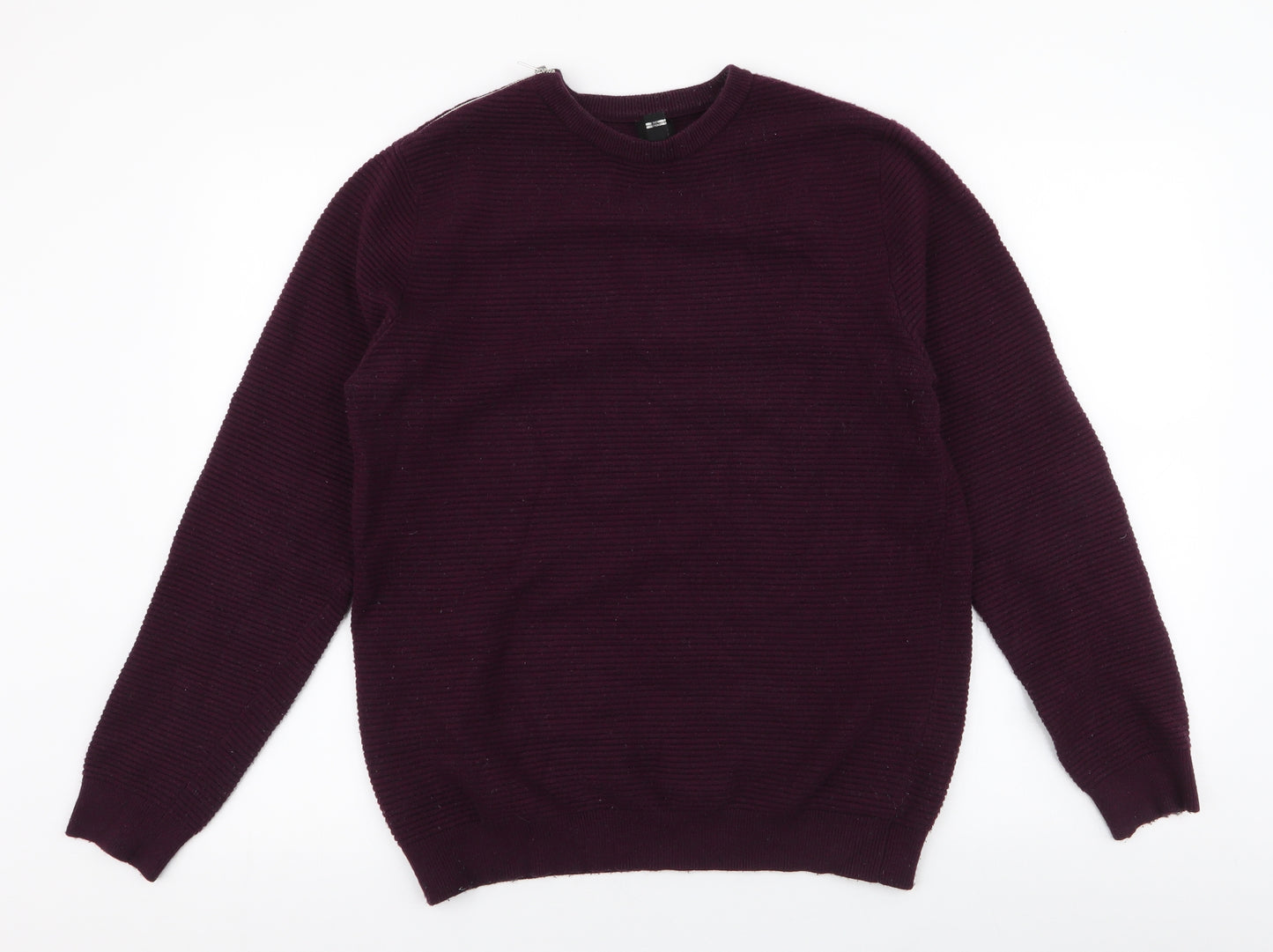 River Island Mens Purple Round Neck  Viscose Pullover Jumper Size M