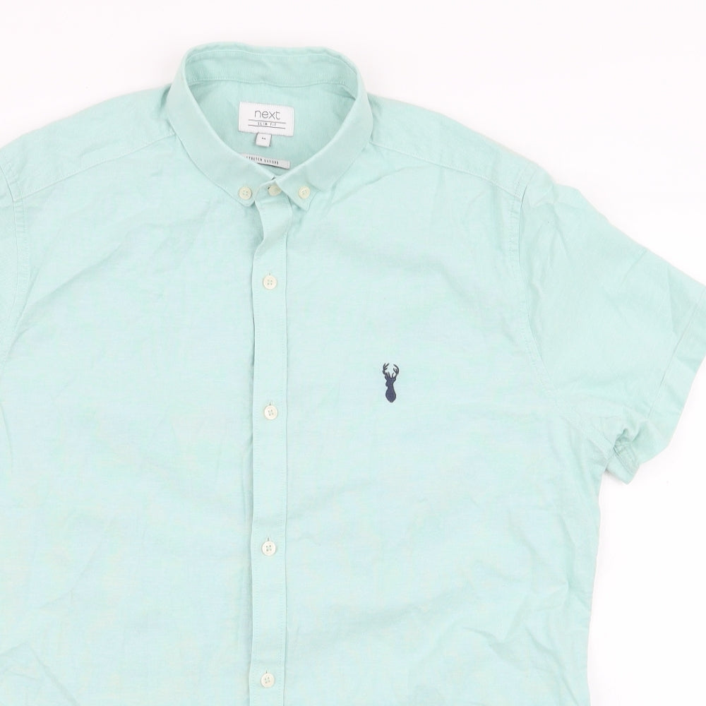 NEXT Mens Blue  Cotton  Button-Up Size M Collared Button