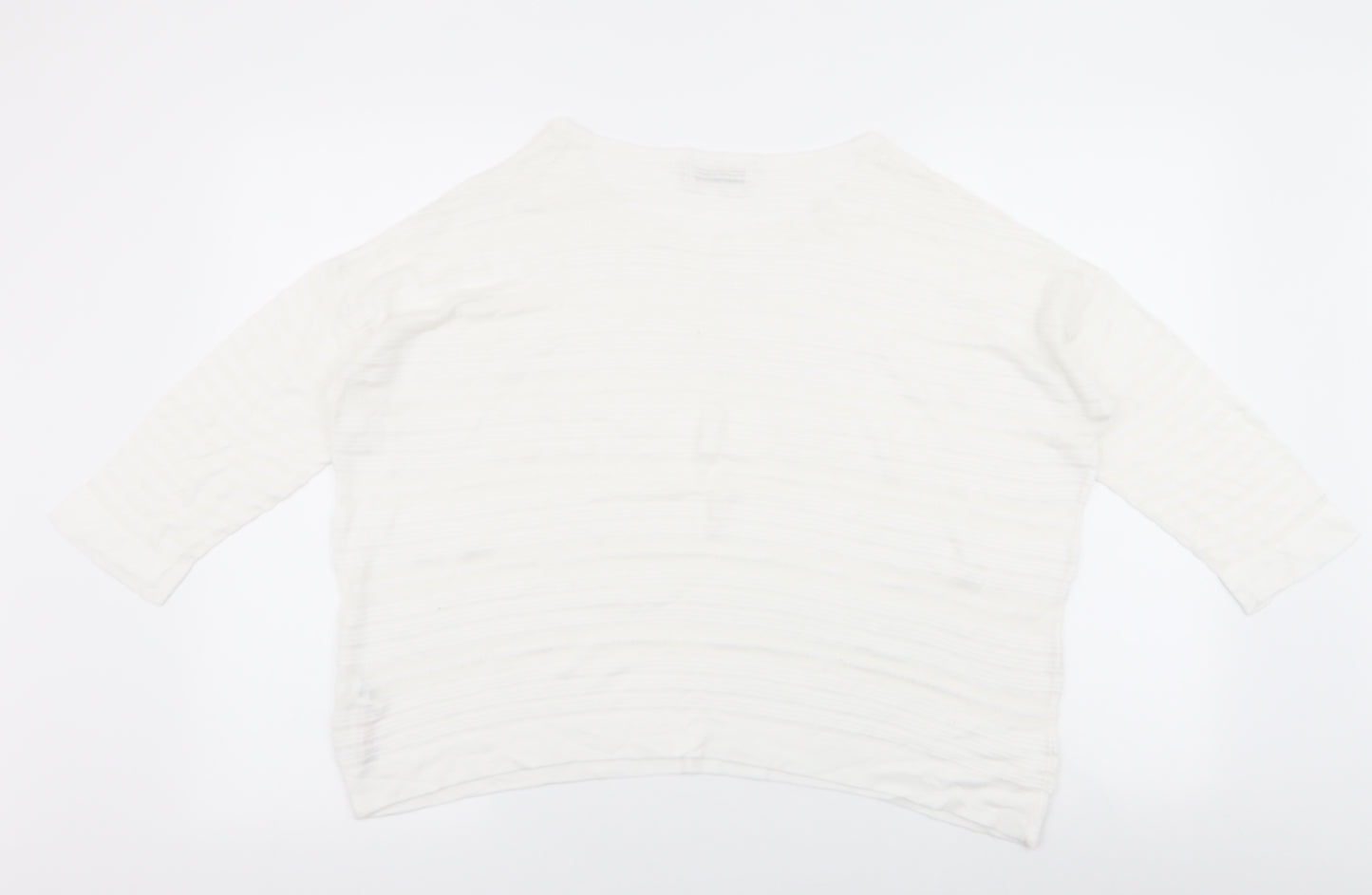 Wallis Womens White Striped Viscose Jersey Blouse Size M Boat Neck