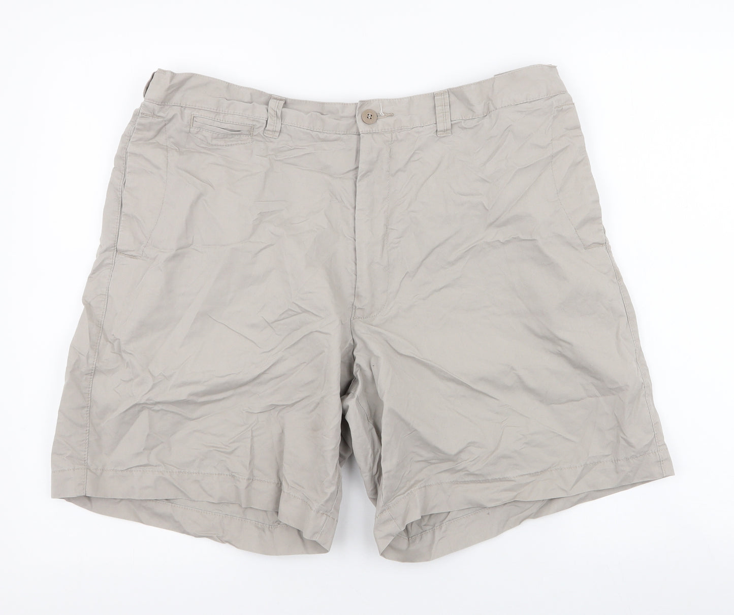 Marks and Spencer Mens Beige  Cotton Cargo Shorts Size 38 L7 in Regular Zip