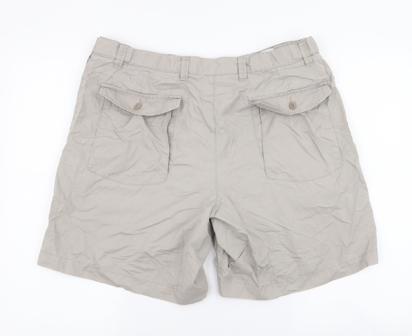 Marks and Spencer Mens Beige  Cotton Cargo Shorts Size 38 L7 in Regular Zip