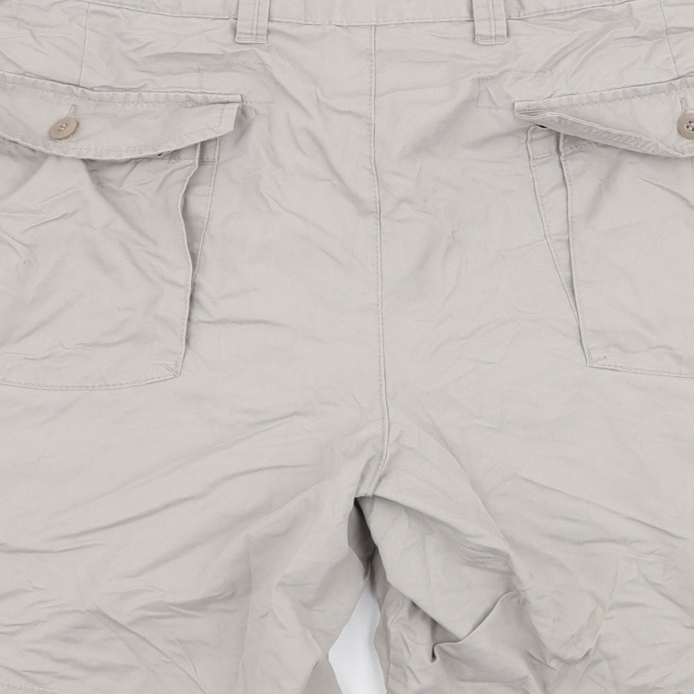 Marks and Spencer Mens Beige  Cotton Cargo Shorts Size 38 L7 in Regular Zip