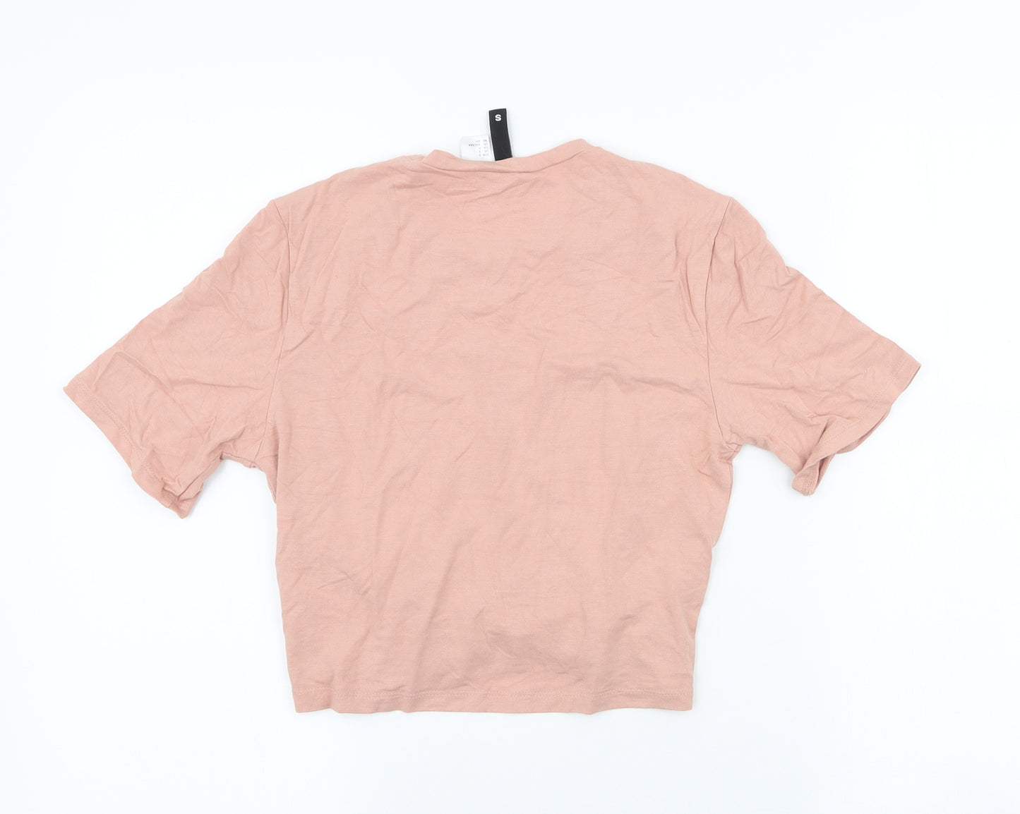 Divided Womens Pink  Viscose Cropped T-Shirt Size S Round Neck