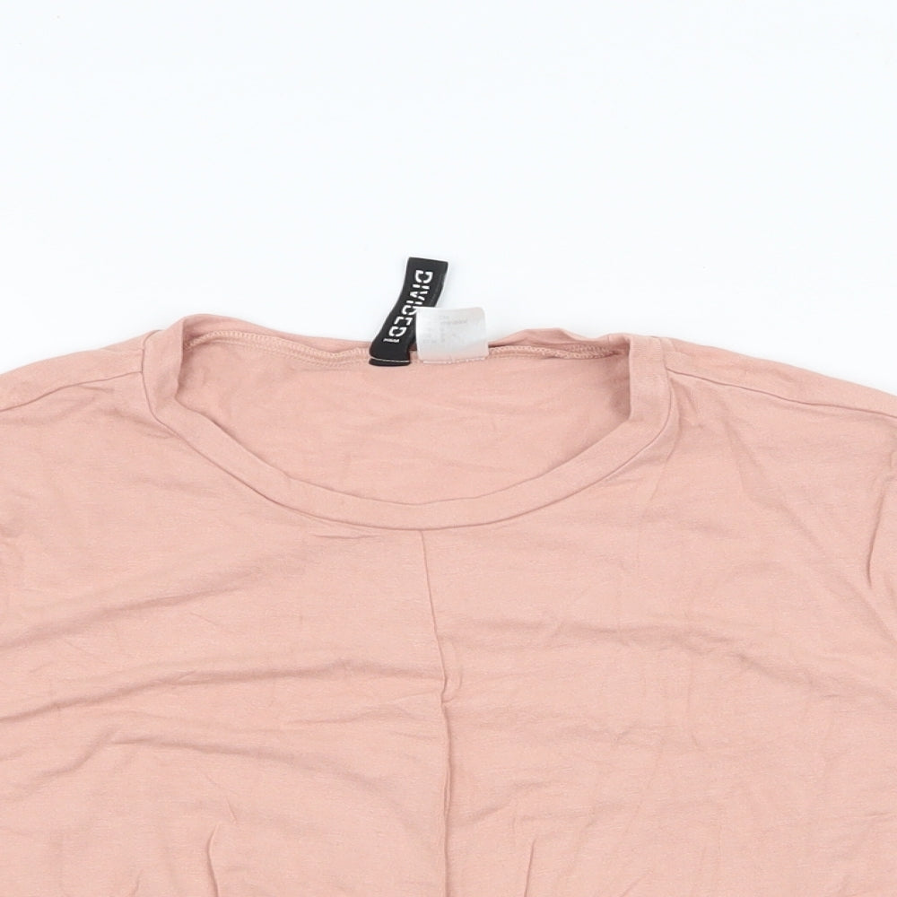Divided Womens Pink  Viscose Cropped T-Shirt Size S Round Neck