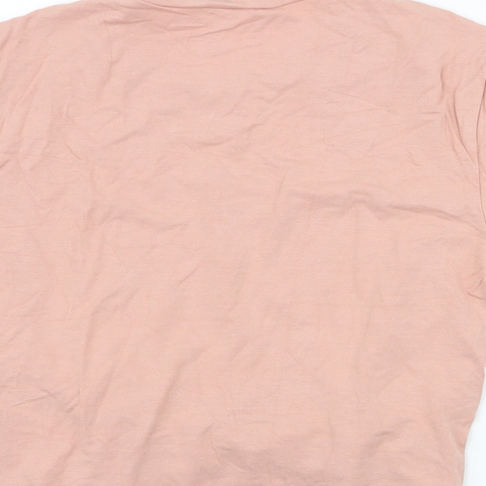 Divided Womens Pink  Viscose Cropped T-Shirt Size S Round Neck