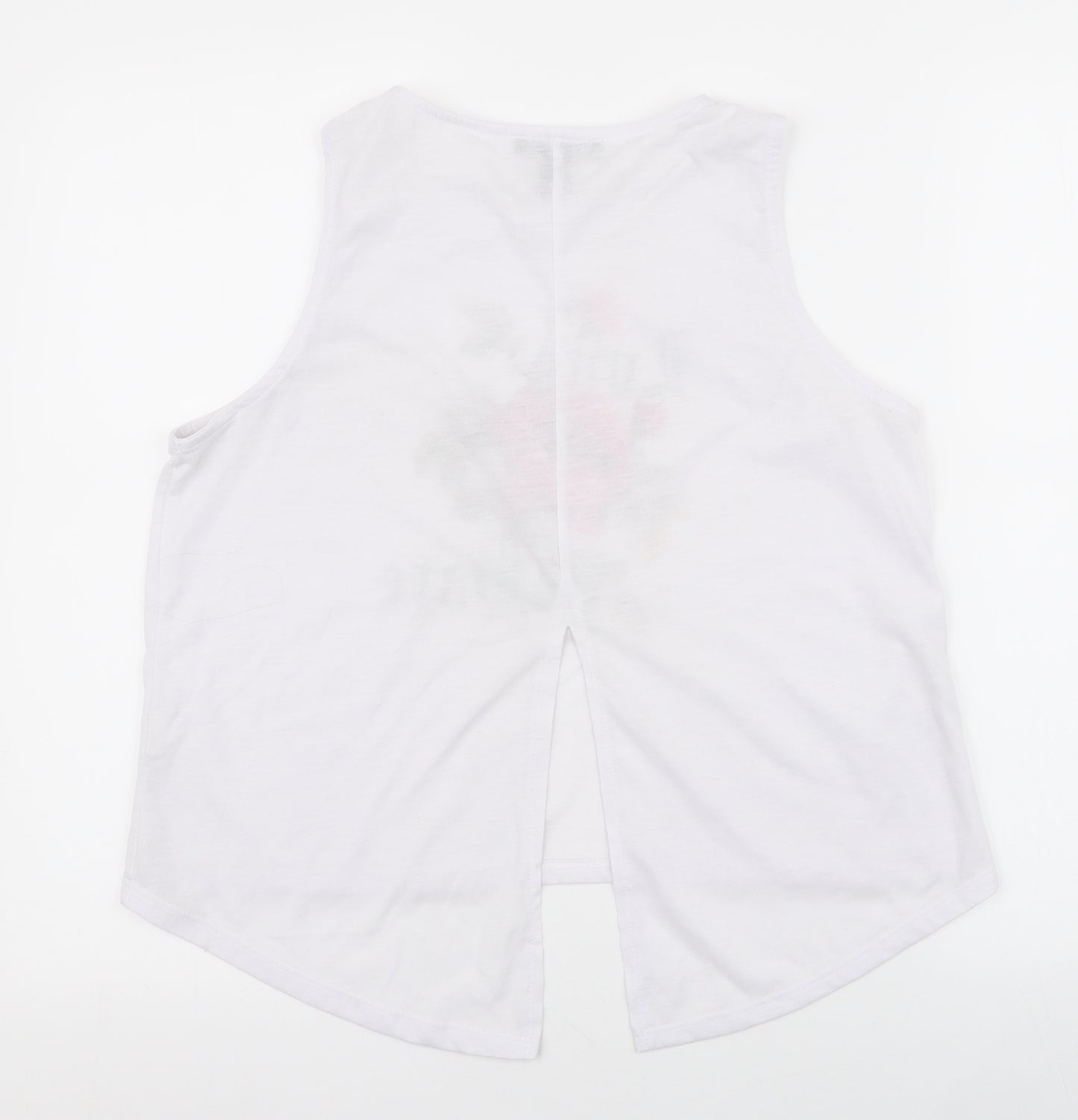 Atmosphere Womens White Floral Polyester Cropped Tank Size 14 Round Neck