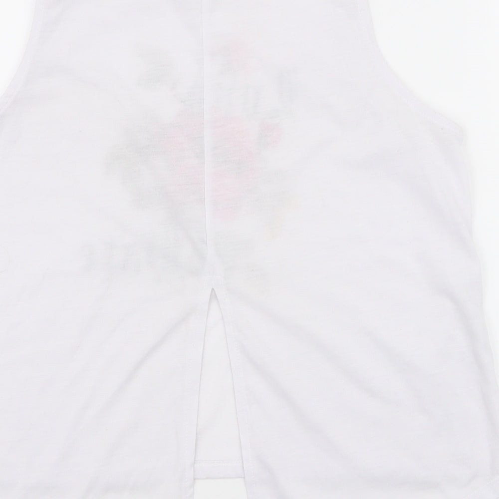 Atmosphere Womens White Floral Polyester Cropped Tank Size 14 Round Neck