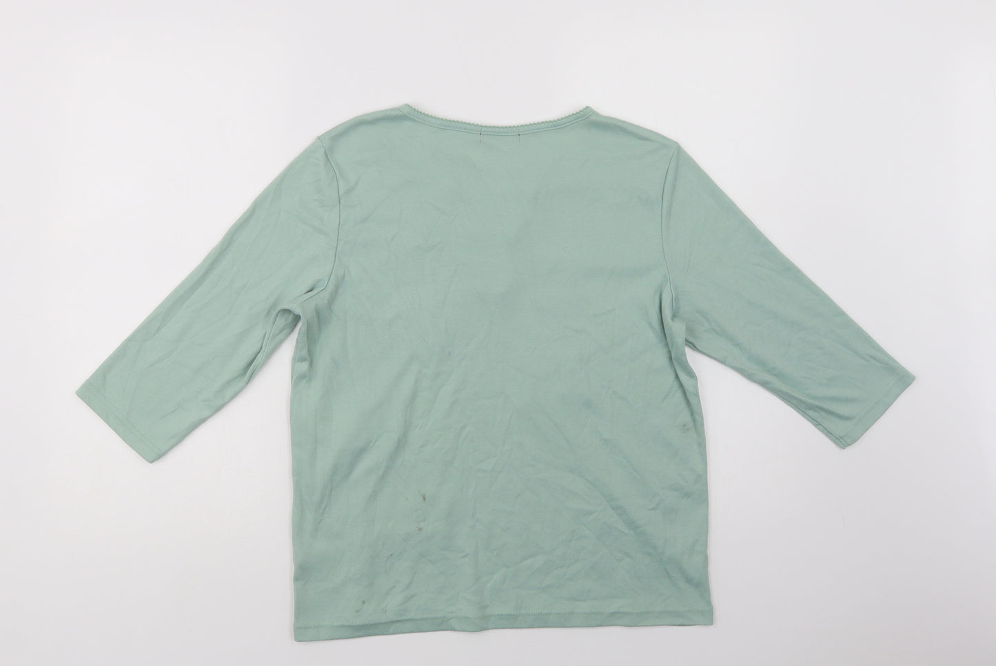 Bonma Womens Green  Polyester Basic Blouse Size S Henley