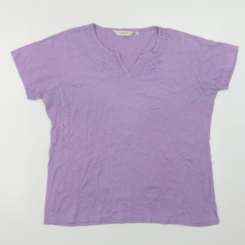 EWM Womens Purple  Cotton Basic Polo Size M V-Neck