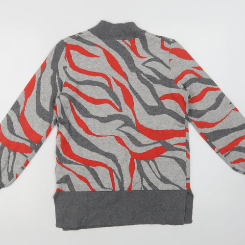 Marks and Spencer Womens Grey Mock Neck Geometric Viscose Pullover Jumper Size S