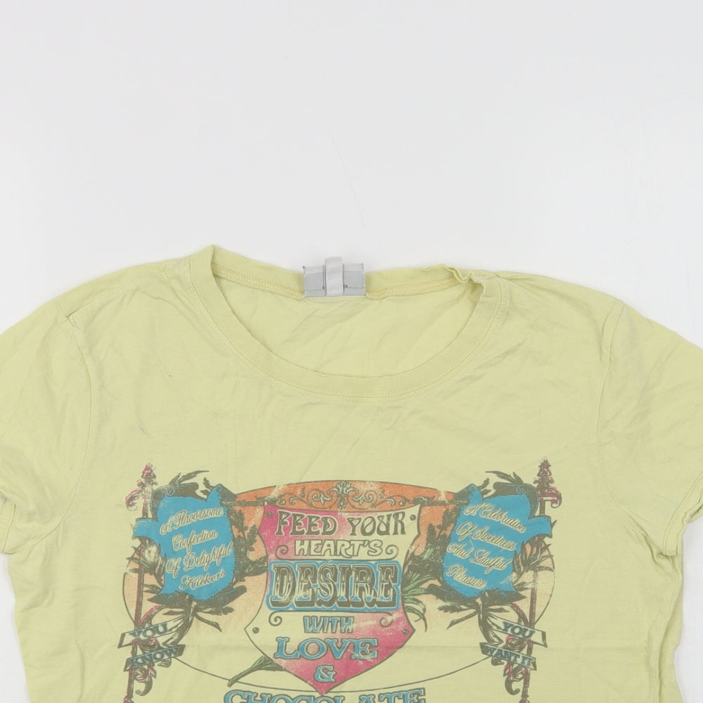 Kickers Womens Yellow  Cotton Basic T-Shirt Size 12 Crew Neck - Love & Chocolate